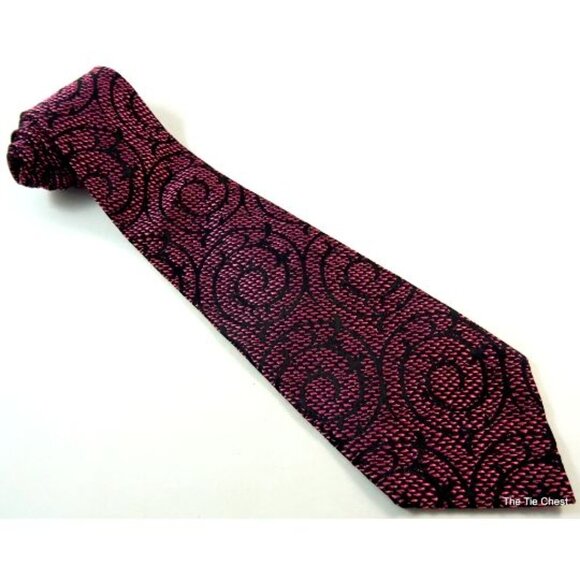 Vintage Wide Tie Pink Black Woven Necktie Pierre Cravat Collection - Picture 2 of 4